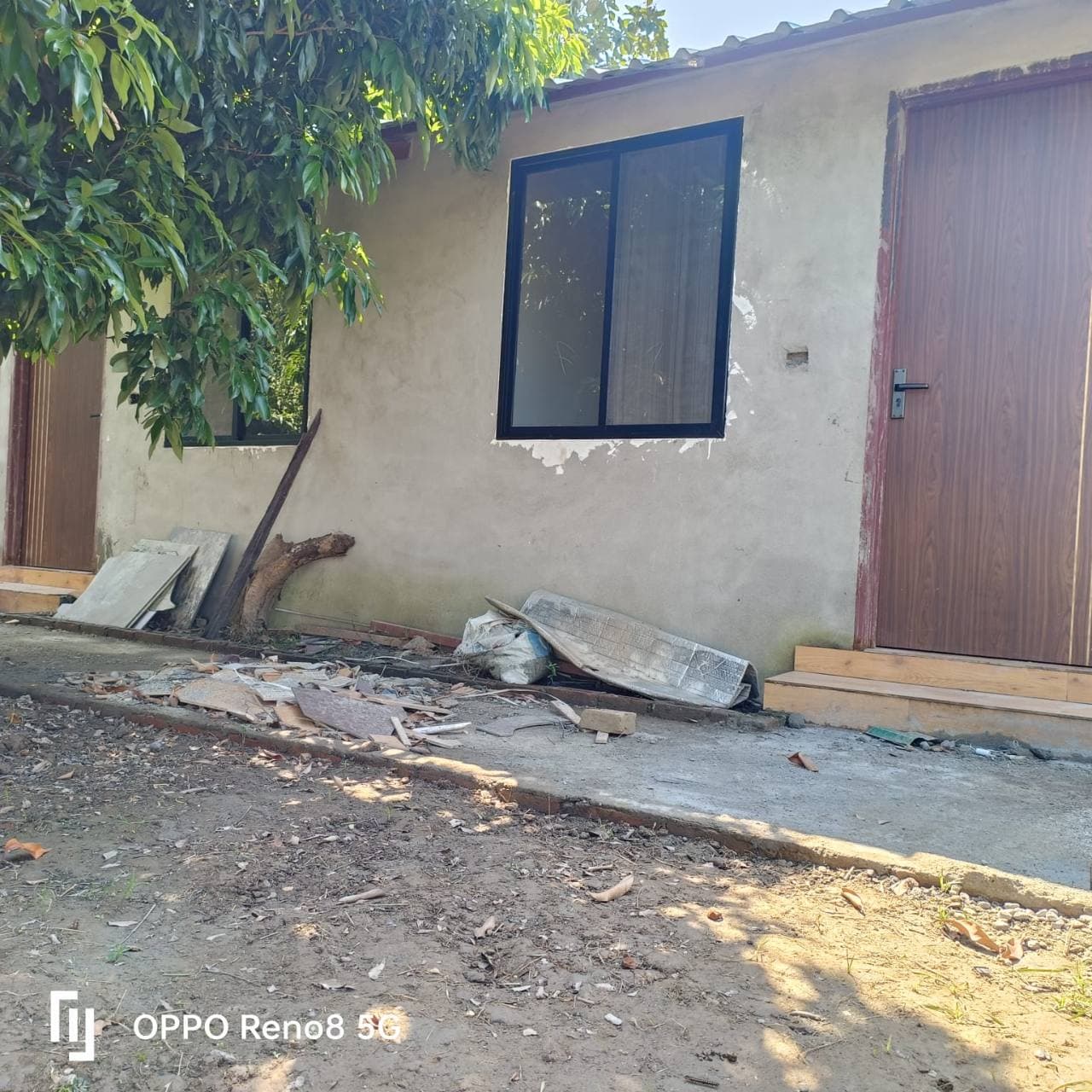 Exterior wall and entrance of a newly constructed property.